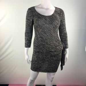 Max Studio Large Gray Long Sleeve Body Fit Dress
